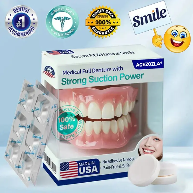 ✨Ends Today: 70% OFF! ⏰Acezozla® Medical Full Denture with Strong Suction ✅ (Made and Shipped from the USA🍀)