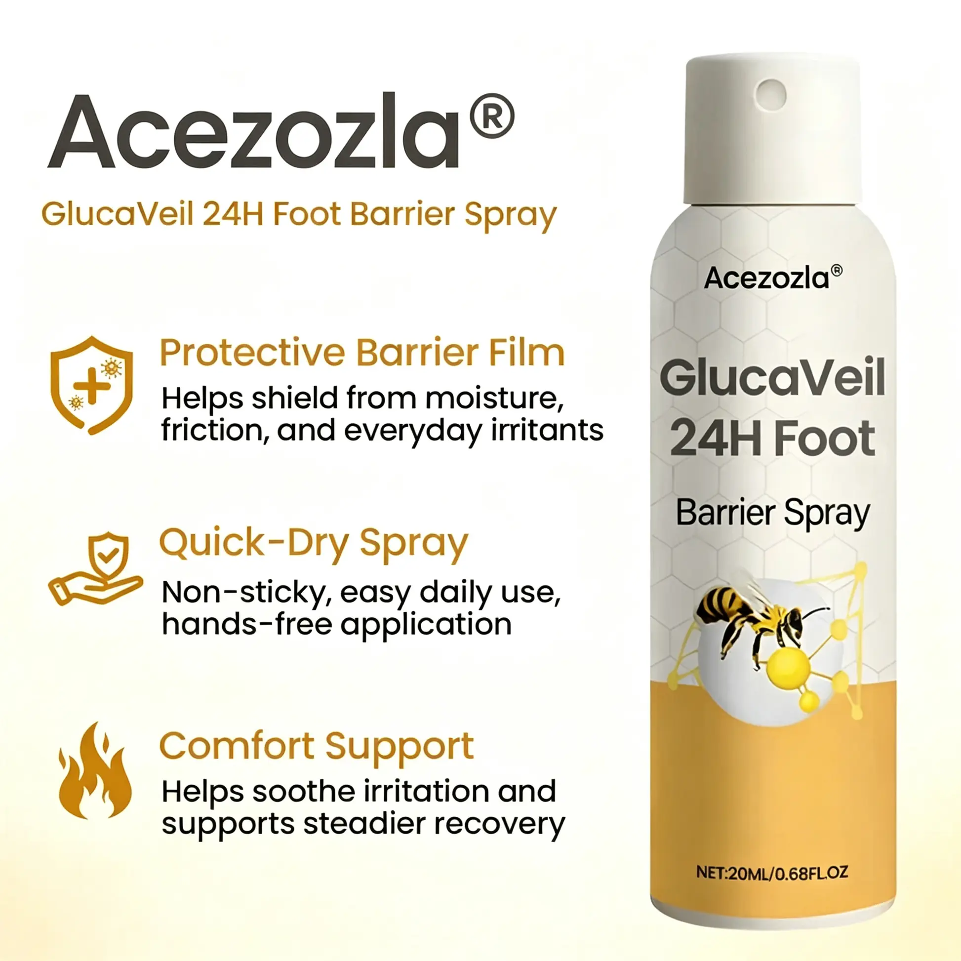 Acezozla® GlucaVeil 24H Foot Barrier Spray